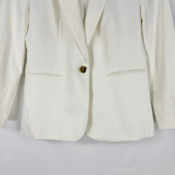 J Crew Factory Womens Linen Blend One Button Blazer Size 2 Petite White - Picture 6 of 16